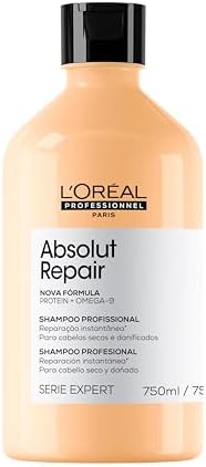 L'Oréal Professionnel Absolut Repair, Shampoo Profissional com Proteína de Trigo e Ômega 9, Ação Reparadora para Cabelos Secos e Danificados, 750ml