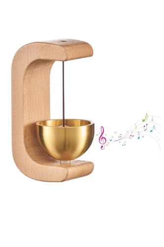 YFFSFDC ドアベル 玄関チャイム 木製 真鍮 ドア鈴 玄関ベル 入り口 鈴 壁掛け 両面テープ付き 取付簡単 ドアチャイム 冷蔵庫ドア 引き戸 装飾 ホーム用 店舗用 プレゼント用 (ナチュラル)