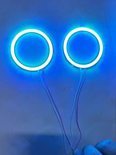 Image of Universal 60MM 2PC /SET Car Bike DRL Daytime Running Light Angle Eyes LED Ring COB LED Halo Ring Ice-Blu