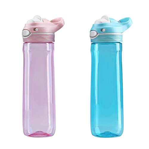 DEARART 2-Pack 26oz Pink Water Bottle and Sky Blue Water Bottle With Wide Mouth No Straw, Easy Clean BPA FREE Leak Proof Easy Carried Sports Yoga Gym Travel School Office Walking etc.