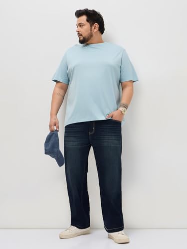 Image of Urbano Plus Men's Regular Fit Heavy Washed Denim Jeans Stretchable
