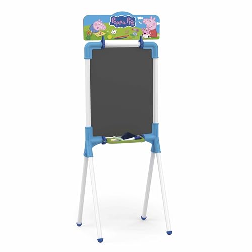 Chicos - Pizarra infantil 2 en 1 Peppa Pig | Apta para Rotuladores y Tizas | Con caballete de metal. Incluye 10 Tizas, rotulador borrable y paño | A partir de 3 4 5 Años (53035) ✅