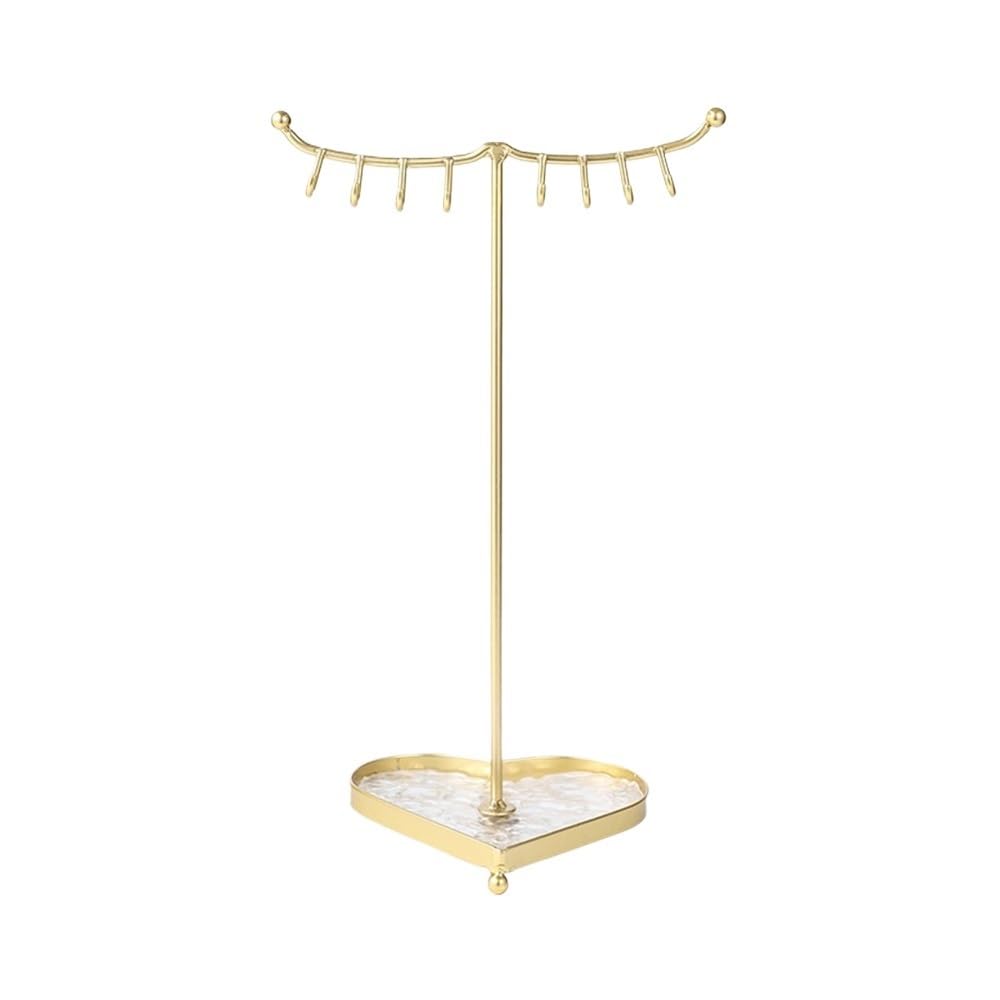 FAJNUZI2024 Jewellery Display Stand Creative Iron Jewelry Organizer Detachable Heart Necklace Earring Stand Desktop(Gold)