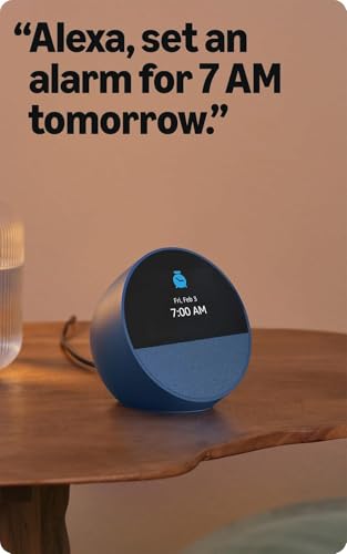 Image of Amazon Echo Spot (newest model), Smart alarm clock with vibrant sound and Alexa - Black + 3 Months of Amazon Kids+ (with auto-renewal)