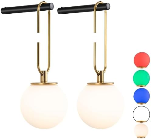 Battery Operated Wall Sconces Set of 2,Dimmable Wall Sconce Battery Powered with Remote Control,Indoor Not Hardwired Wall Lamp for Bedroom, Mid-Century Modern Wall Light