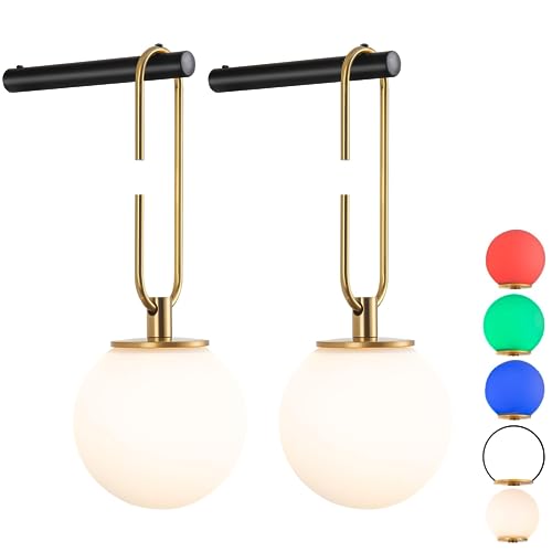 jengush Battery Operated Wall Sconces Set of 2,Dimmable Wall Sconce Battery Powered with Remote Control,Indoor Not Hardwired Wall Lamp for Bedroom, Mid-Century Modern Wall Light by jengush - Used condition - US$89.28