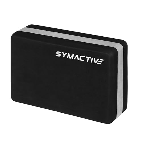 Image of Amazon Brand - Symactive High Density Premium EVA Foam Yoga Block for Strength, Balance, and Flexibility, Odour Resistant, Regular Size (3 x 6 x 9 inches, Set of 1, Black)
