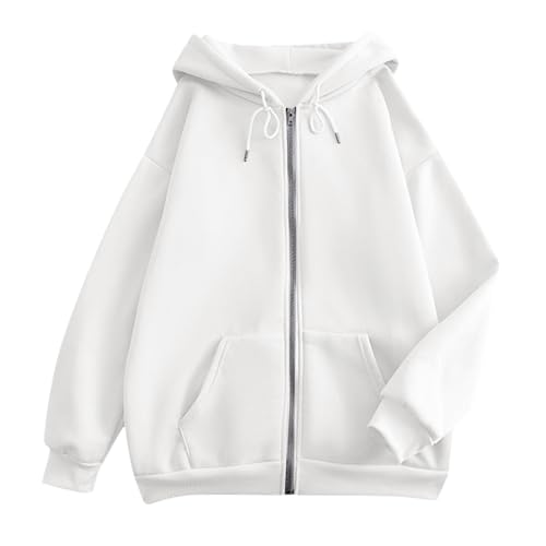 OIOLOYJM Zipper Hoodies for Women Long Sleeve Oversized Sweatshirts Y2k Drawstring Soft Jacket 2025 Fall Fashion with Pockets