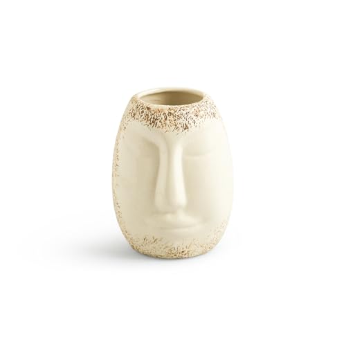 Image of ExclusiveLane 'Round Faces' Decorative Ceramic Flower Vase for Living Room Ceramic Vase for Home Decor Side Table Show Case Flower Vases Showpiece Gifts (Set of 2, 13.0 Cm, Handglazed Studio Pottery)