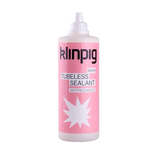 Klinpig - Líquido Antipinchazos, Evita y Sella Pinchazos al Instante, sin Amoniaco Añadido, No Daña Cámara Ni Cubierta, Antipinchazos Bici, Micro Partículas Naturales, Color Rosa (500 ml)