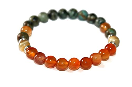 Bracelet turquoise d'Afrique et cornaline 8mm idéal pour la méditation quotidienne