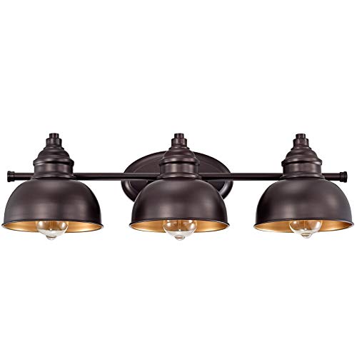 Image of 3 Light Bathroom Vanity Light, 7 Inch Oil Rubbed Bronze Wall Sconce Indoor, Modern Metal Wall Lights for Bathroom Bath Bedroom