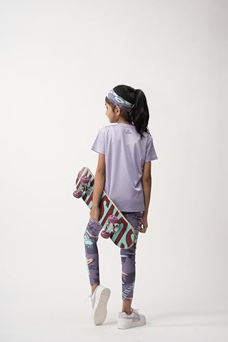 Image of Girls Active Sports Wear Solid Skinny Fit Leggings and T-shirt Polyester Set /Sets For Multi-Sports Gym Yoga Dance Gymnastics & Running(4 TO 14 YRS)