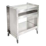 Carrello da laboratorio a 2 ripiani, in acciaio inox, 100 kg, con maniglia