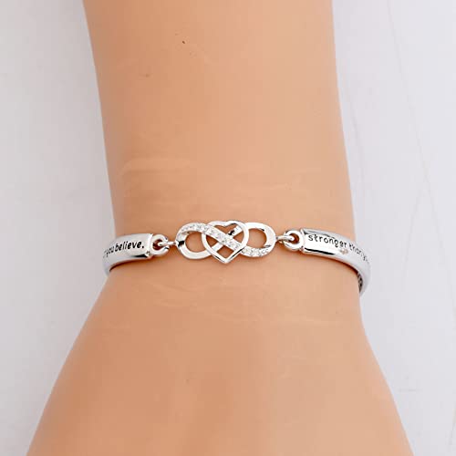 FEELMEM Inspirational Bracelet for Daughter Gifts from Mom You are Braver Stronger Smarter Than You Think to My Daughter Gift3