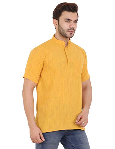 Image of LATEST CHIKAN Men's Cotton Regular Textured Short Kurta Half Sleeves - (SK-DJ)