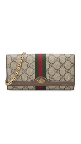 WHAT GOES AROUND COMES AROUND Womens Pre-Loved Gucci Coated Canvas Ophidia Wallet On A Chain Brown One Size