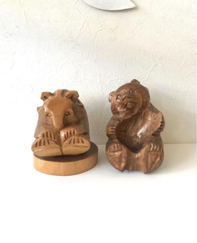 北海道 足寄町 木彫り どんころ熊 クマ 民芸品 2つセットのサムネイル