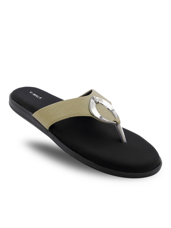 Women's Embellished Flat Sandals | Casual Slip-On Comfort Sandals with Metallic Accent-image-35