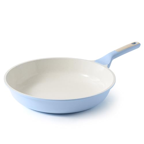 Image of SENSARTE Nonstick Ceramic Frying Pan 12.5-Inch, Healthy Non Toxic Skillet, Induction Compatible Omelet Pan with Heat Resistant Handle, PFAS-Free, Blue