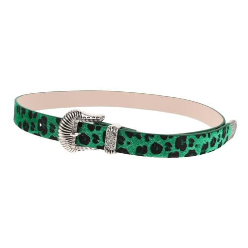 Vintage Leopard Print Wide Belt for Women Durable Western Style Waist Belt for Jeans and Dresses for Outdoor Activities and Casual Outfits Green Design
