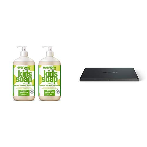 Everyone 3-in-1 Kids Soap: Shampoo, Body Wash, and Bubble Bath, Tropical Coconut Twist, 32 Ounce, 2 Count + Amazon Dash Smart Shelf (Large - 18