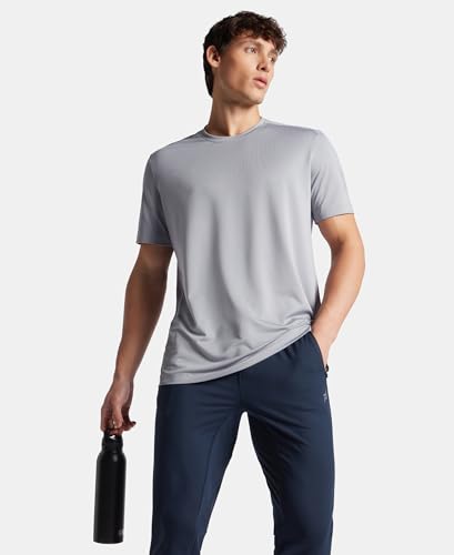 Image of Jockey MV37 Men Recycled Microfiber Elastane Stretch Fabric Round Neck Half Sleeve Breathable Mesh Active Wear T-Shirt