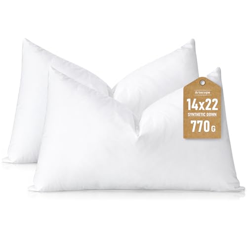 Artscope Synthetic Down Pillow Insert, 14x22 Throw Pillow Inserts Set of 2