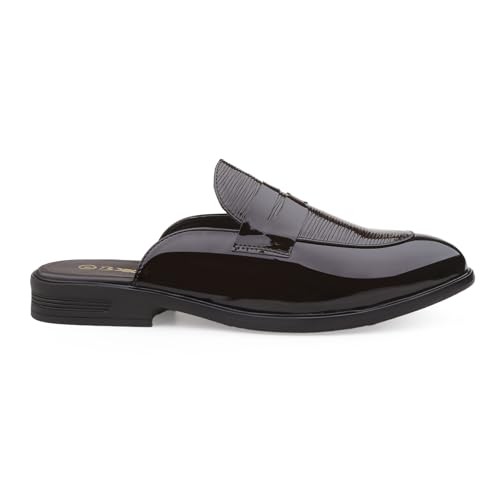 Image of BXXY Men's Office & Outdoor Wear Slip On Loafers and Casual Mules for Men with Embossed Patent Leather Material and Anti-Skid TPR Sole.