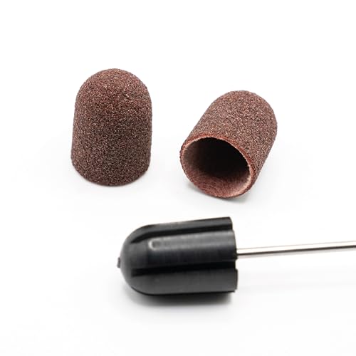 Capuchons abrasifs en graphite grain 80 avec 1 support pour ponceuse à ongles