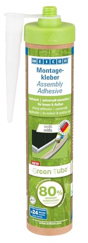WEICON Green Tube colla di montaggio 280 ml, forte colla universale per interni ed esterni, senza solventi, bianco (colla di montaggio Green Tube)