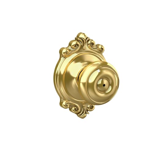 Image of SCHLAGE F40 GEO 605 BRK Brookshire Collection Georgian Privacy Knob, Bright Brass
