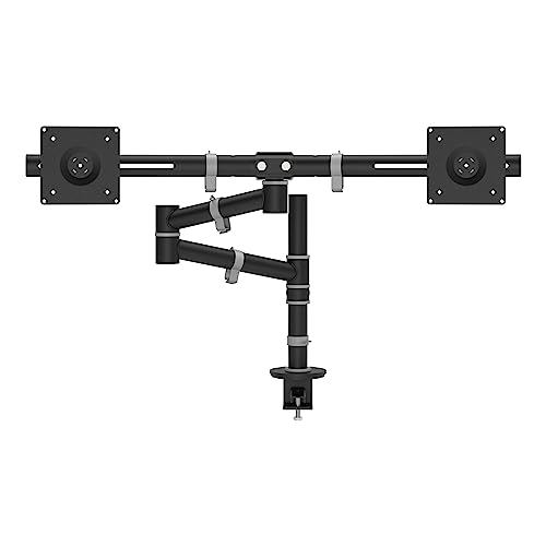 Dataflex Viewgo Monitorarm - Bureau 133 Zwart, Ruimtebesparende Ergonomische Arm voor 2 Monitors , Hoogteverstelling, Max. 4kg per Scherm, Ondersteunt Portret- en Landschapsmodus, Simpele Installatie