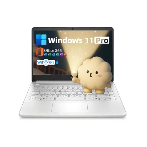 HP 14 Student Laptop Computer - Windows 11 Pro & Microsoft Office 365 | 14 inch HD | AI-Powered | 11 Hr Batter | N-Serious Laptop | 16GB RAM, 128GB UFS, 256GB Extend Micro SD | Silver