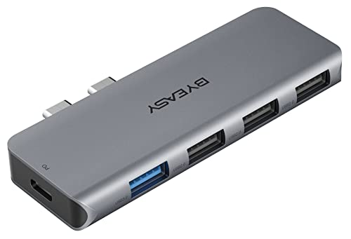 Byeasy Macbook Hub,5-In-2 Usb C Adapter For Macbook Pro / Air 2021 2020 2019 2018, Compact Usb-C Splitter With Thunderbolt 3 Charging Port, 1*Usb3.0 Port, 3*Usb2.0 Port #TOP20