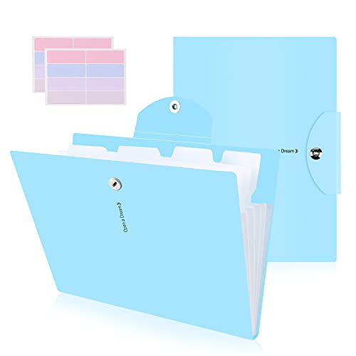 CITAMAMA 2 Pièces Trieur Document A4, Trieur 5 Compartiments Fichier pour Papier avec Fermeture à Boucle, Trieur Accordeon Dossier Trieur pour École, Bureau, Maison (Bleu (5 Poches)) Cover
