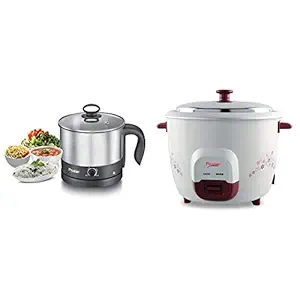 Prestige Multi Cooker 1 Litre - PMC 1.0+ + Prestige PRWO 1.8 Litre Red Colour Rice Cooker