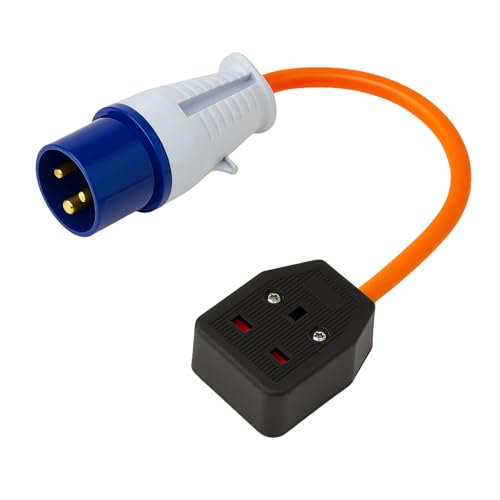 HowseHold 16amp to 13amp Adapter 3 Pin to UK Socket Converter 110v To 240v Converter Hook Up Camping Generators & Caravan Mains Hookup 250V 16A Electric 16amp Plug Sockets