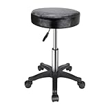 Shoze Salon Stool Chair Adjustable Height With Pulley Spa Massage Manicure Beauty Pu Leather Hydraulic Swivel… (Black)