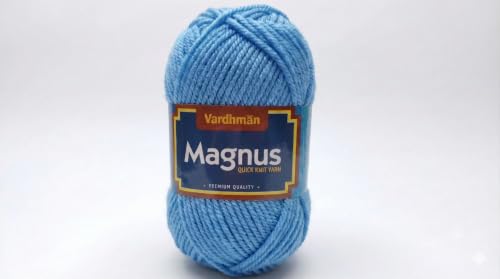 Image of Vardhman Magnus Knitting Yarn 100% Acrylic Bulky 4Ply Yarn (Pack of 1 Ball - 100g) - Knitting & Crochet Yarn for Winter Sweaters, Scarves, Blankets | Hypoallergenic, Hand Wash - Sky Blue