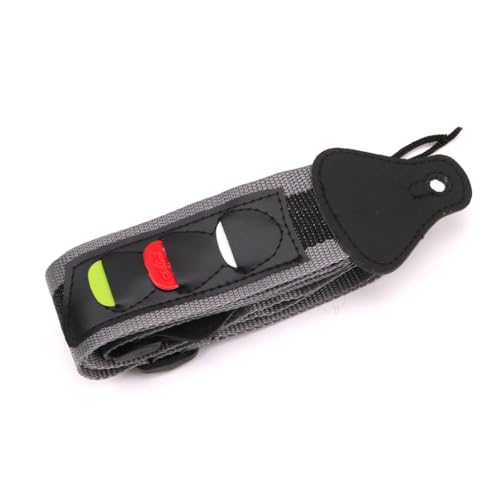 Correa ajustable para guitarra eléctrica negra con 3 púas y soportes para púas de guitarra, extremos...