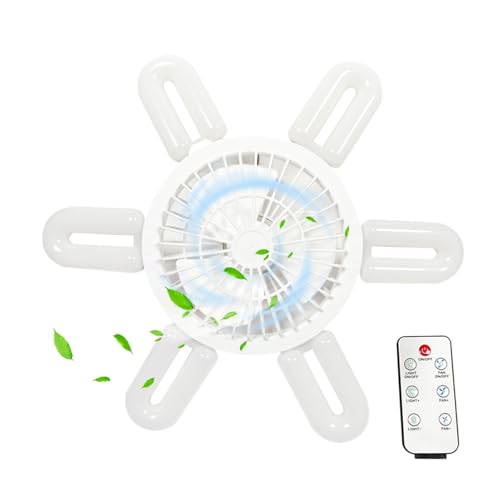 Ventilador de enchufe con luz, ventilador de techo de enchufe ligero | Ventilador de enchufe ligero - Velocidad de 3 colores, una lámpara silenciosa de hoja plegable para sala de estar de dormitorio