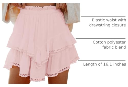 Image of Aoudery Flowy Shorts for Women Casual Boho Ruffle Tiered Skorts High Waist Mini Skirts Golf Tennis Crochet Shorts