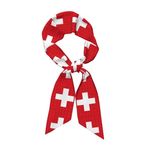 ERSDWRE Satin-Kopftuch mit Schweizer Flagge, für Damen, Geldbörse, Tasche, Schal, Halstuch für Damen, Satin-Kopfschmuck, Schwarz , One size