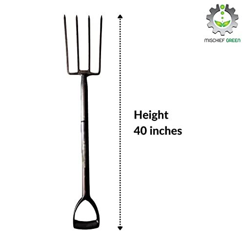Image of Digging Fork, 40 inch Long Handle Made of Heavy Quality Iron Metal, 4 Teeth Digger | Digging Bar