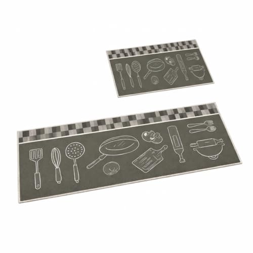 Image of HomeCloud Anti Fatigue Kitchen Rug Printed Thick Anti Slip, Washable, Big Size, Designer Folding Kitchen Mat for Home BedroomStandard Size (41 x 122 cm 41 x 61 cm) (Check Box Tools)