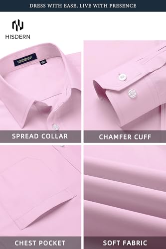 Image of HISDERN Mens Dress Shirt with Tie Pocket Square Set Classic Button Down Shirt Matching Tie Long Sleeve Shirts