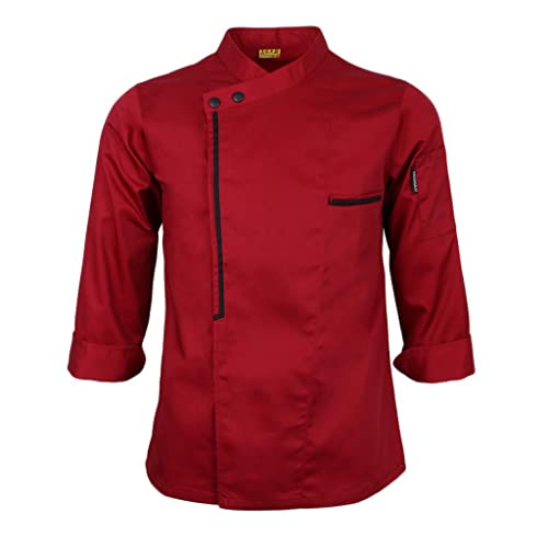 Veste de cuisine rouge manches 3/4 idéale pour le service en bistrot