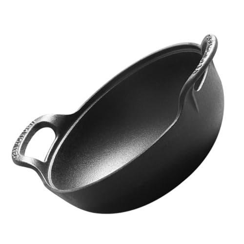 Happyyami Cast Iron Skillet Camping Cookware with Ergonomic Side Handles Non-stick Design for Outdoor Cooking - Easy to Clean for Picnics Hiking