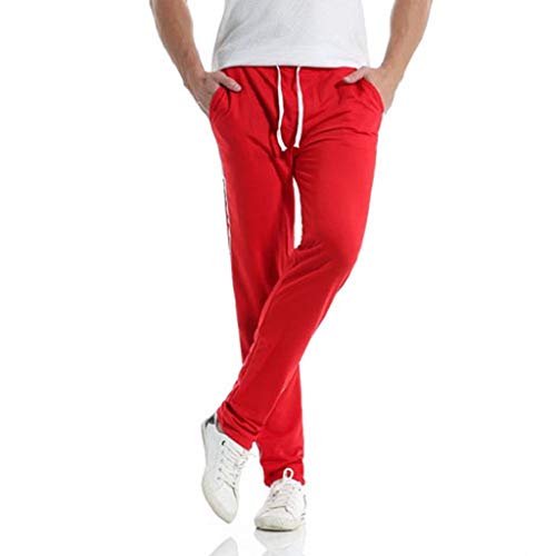 QUICKLYLy Pantalones Vaqueros Hombre Rotos Pitillo Elasticos Skinny Ajustados Trekking Chandal Montaña Moto Slim Fit Modernos Chaqueta,Deportivos Delgados Rayas Largos Holgados(Rojo,XL)